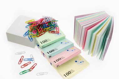 Many a new scratch paper and paper clips clipart