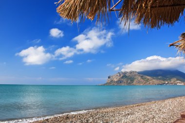White pebble on the beach of Crimea clipart