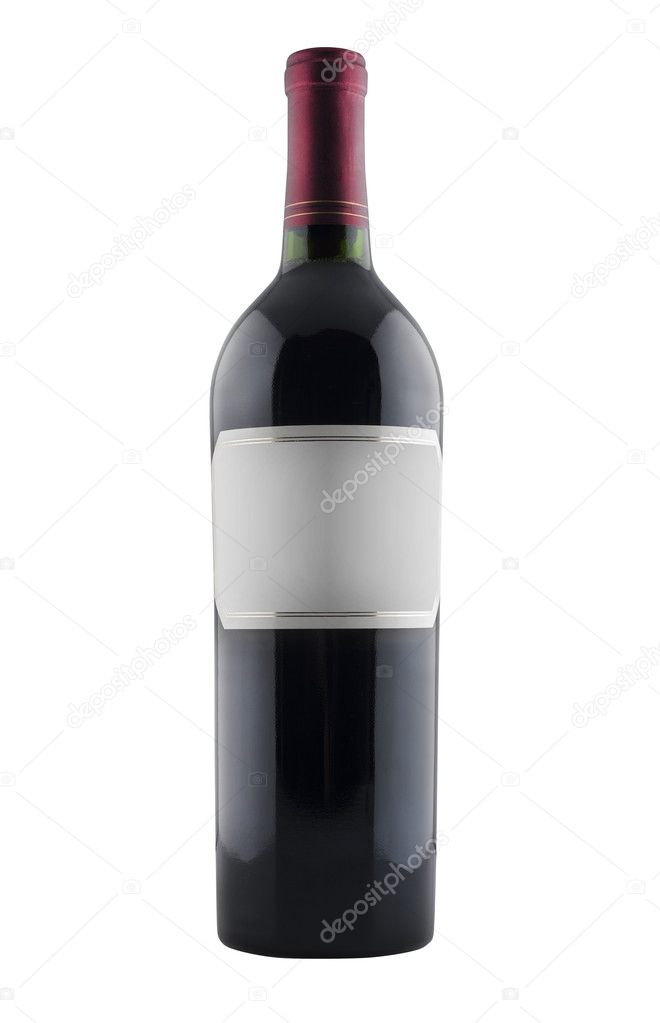 Red wine bottle, isolated