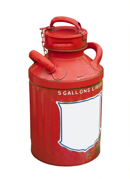 Gammal röd vintage bensin kan. — Stockfoto