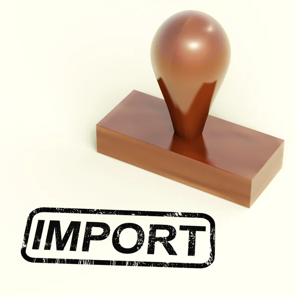 Import Stamp Showing Importing Goods Or Products — Stock Photo, Image
