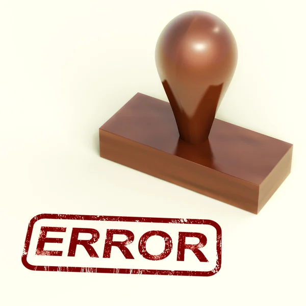 Carimbo de erro mostra falha de erro ou defeitos — Fotografia de Stock