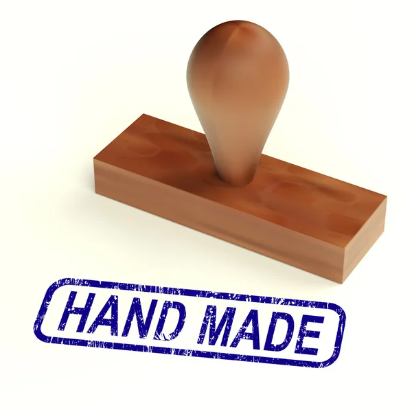 Selo de borracha feito à mão mostra produtos feitos à mão — Fotografia de Stock