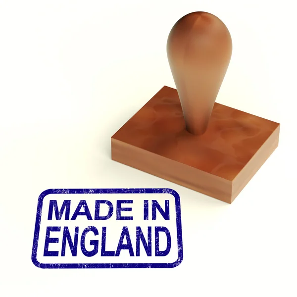 Hecho en Inglaterra Sello de goma Muestra Productos en Español —  Fotos de Stock