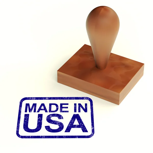 Feito nos EUA Carimbo de borracha mostra produtos da América — Fotografia de Stock