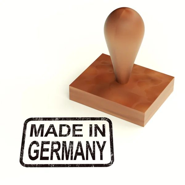 Made In Germany Selo de borracha mostra produtos alemães — Fotografia de Stock