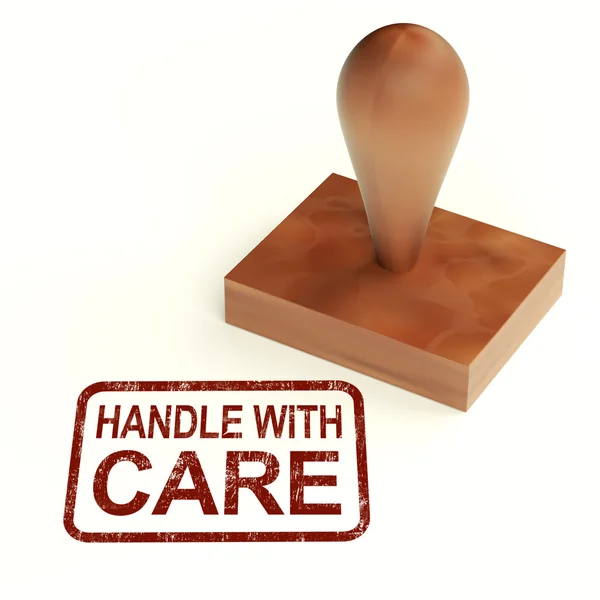 Handle With Care Stamp Shows Fragile Product — Stock Photo, Image