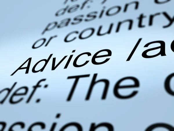 Advice Definition Closeup Showing Recommendation Help — Stock Photo, Image