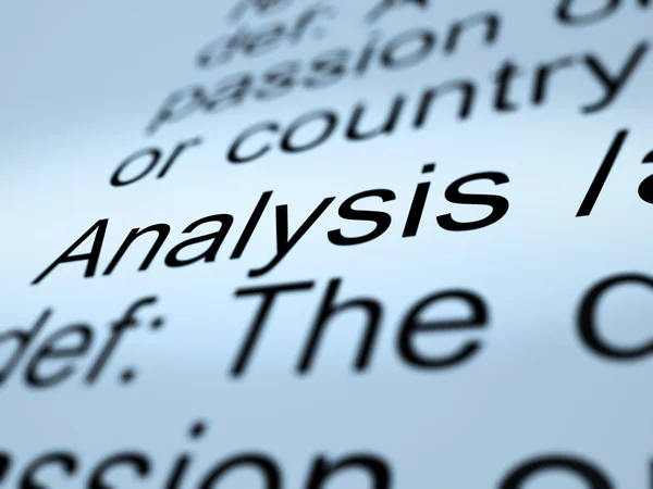 Definición de análisis Primer plano que muestra el estudio de investigación o el examen — Foto de Stock