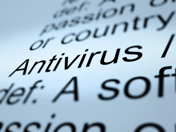 Antivirus definitionen närbild visar datorsäkerhet — Stockfoto