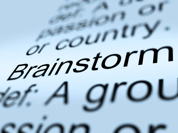 Brainstorma definition närbild visar forskning tankar — Stockfoto