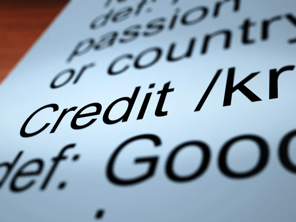 Credit Definition Closeup Showing Cashless Payment — Stock Photo, Image