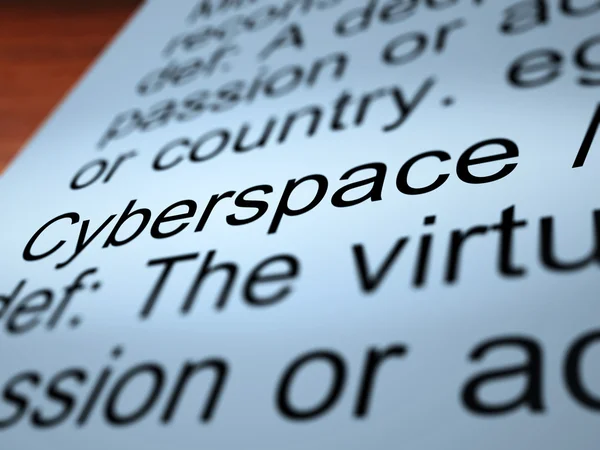 Cyberspace Definition Closeup Showing Online Networks — Stock Photo, Image