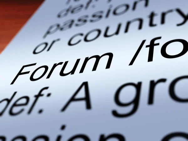 Zbliżenie definicji forum Wyświetlono dyskusji i sieci — Zdjęcie stockowe