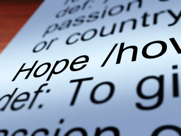 Definizione della speranza Primo piano Mostrare i desideri — Foto Stock