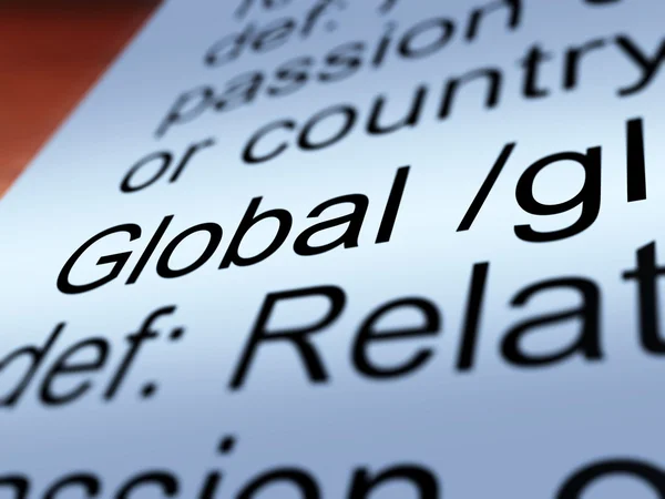 Global definitie close-up tonen van wereldwijde of internationale — Stockfoto