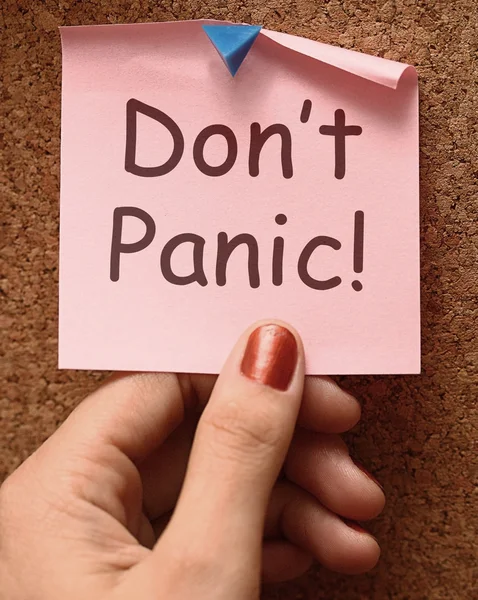 Don't Panic Note Means No Panicking Or Relaxing — Stock Photo, Image
