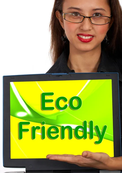 Eco mensagem amigável do computador como o símbolo para reciclar — Fotografia de Stock