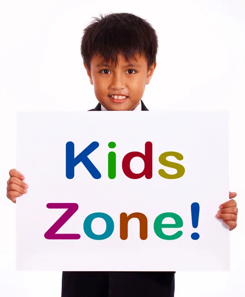Kids Zone Sign Shows Children's Play Area — Stock Photo, Image