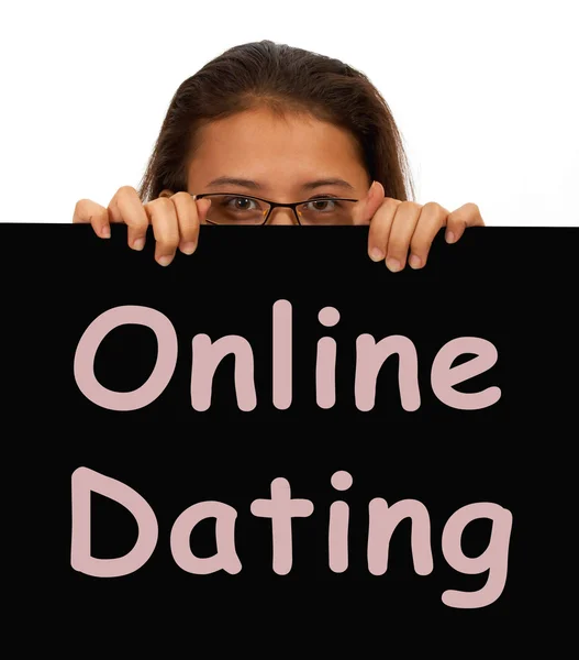 Online-Dating-Zeichen mit Web-Romantik — Stockfoto