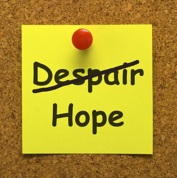 Nota de esperança mostrando desejos quer e esperanças — Fotografia de Stock