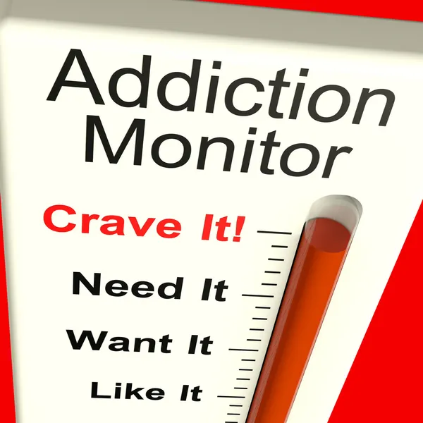 Uzależnienie od monitor pokazuje pragnienie i uzależnień — Zdjęcie stockowe