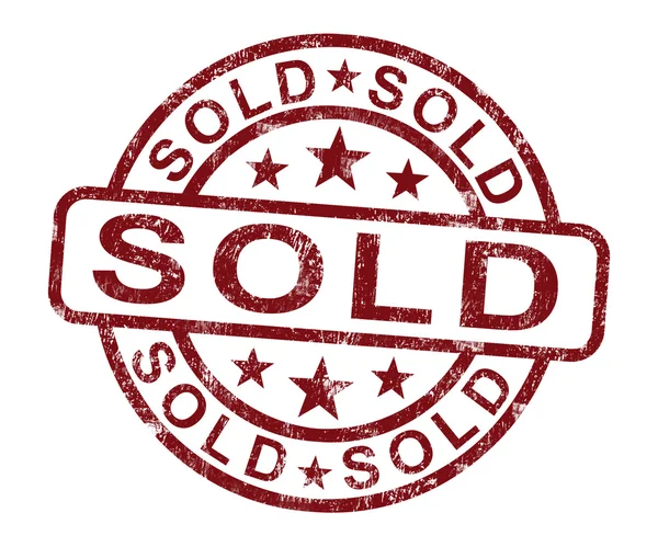 Sold Stamp Shows Selling Or Purchasing — Stock Photo, Image