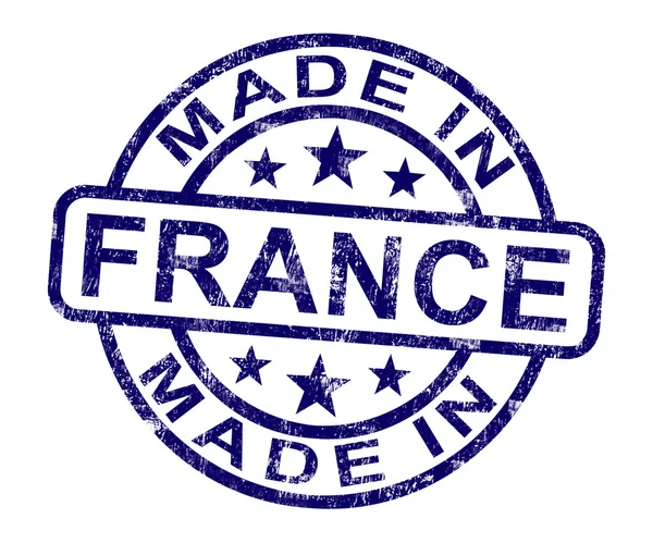Made in France Briefmarke zeigt französisches Produkt oder Produkte — Stockfoto