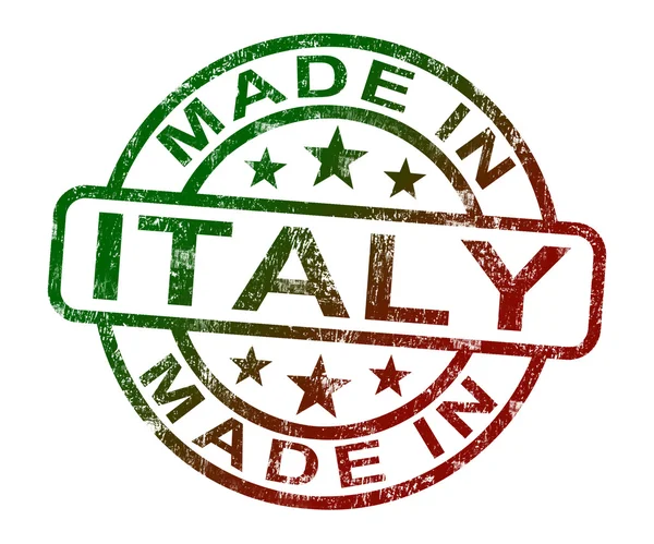 Made In Italy Stamp Shows Italian Product Or Produce — Stock Photo, Image