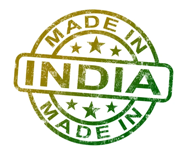 Made In India Stamp Shows Indian Product Or Produce — Stock Photo, Image