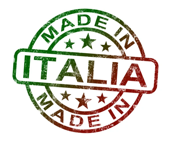 Vyrobeno v italia razítko ukazuje produkt nebo produkty z Itálie — Stock fotografie