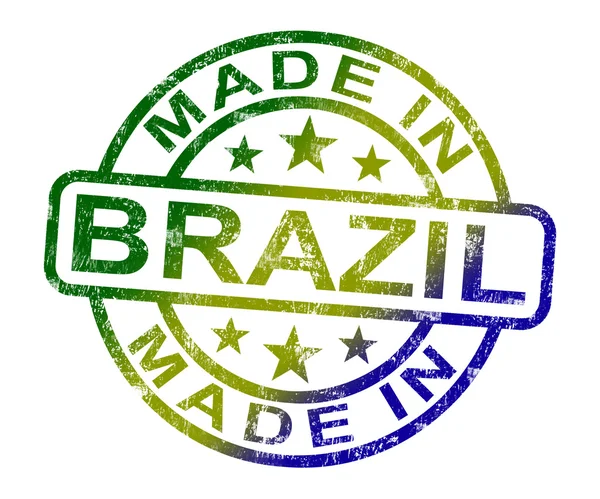 Made In Brazil Stamp Shows Brazilian Product Or Produce — Stock Photo, Image