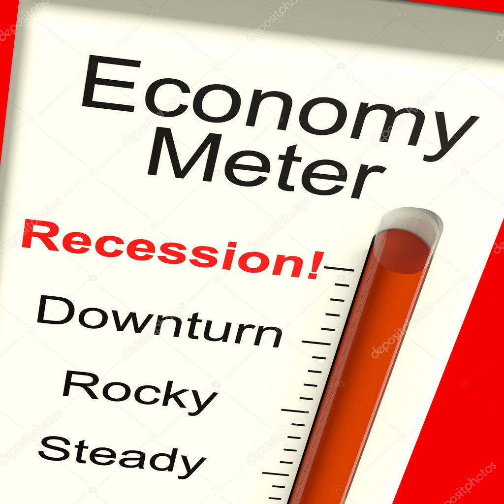 Economy Meter Showing Recession and Downturn