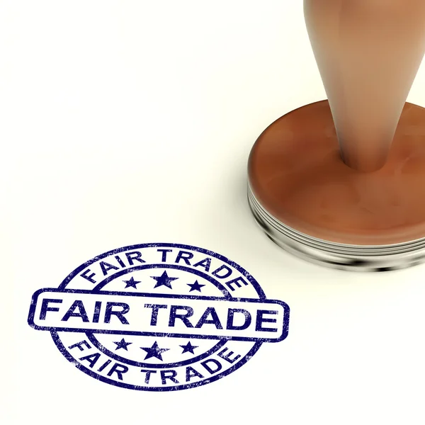 Fair Trade Stamp Shows Ethical Produce And Products — Stock Photo, Image