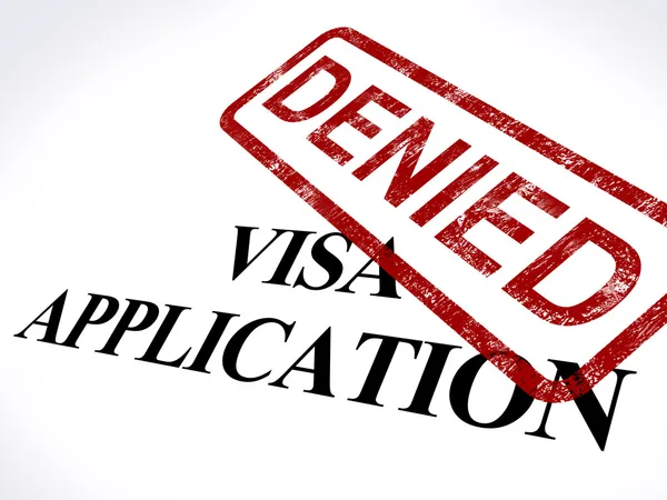 Toepassing van het visum geweigerd stempel toont vermelding toelating geweigerd — Stockfoto