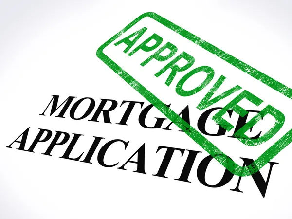 Mortgage Application Approved Stamp Shows Home Loan Agreed — Stock Photo, Image
