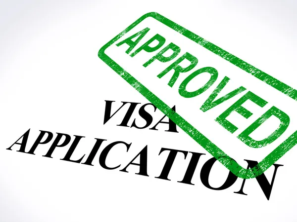Visa Application Approved Stamp Shows Entry Admission Authorized — Stock Photo, Image