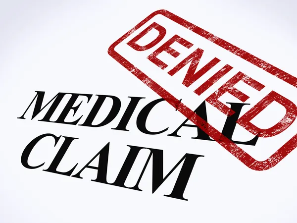 Medical Claim Denied Stamp Shows Unsuccessful Medical Reimbursem — Stock Photo, Image
