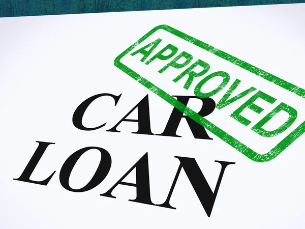 Car Loan Approved Stamp Shows Auto Finance Agreed — Stock Photo, Image