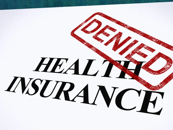 健康保険を拒否フォームは不成功の医療アプリケーションを示しています。 — ストック写真