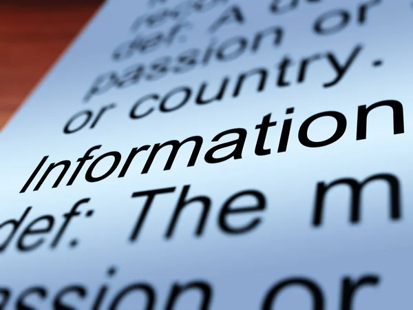 Information Definition Closeup Showing Knowledge — Stock Photo, Image