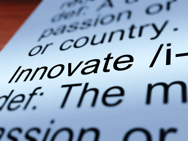 Wyświetlono pomysłowość zbliżenie definicji innowacji — Zdjęcie stockowe