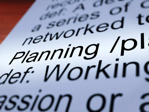 Planowanie, organizowanie wyświetlone zbliżenie definicji — Zdjęcie stockowe