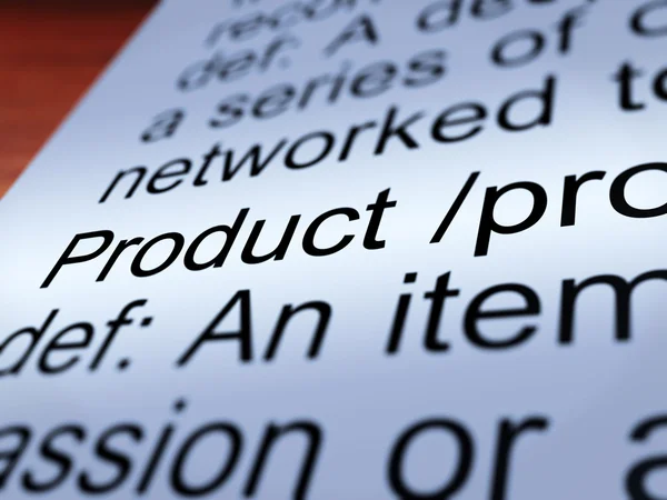Produkt definition närbild visar varor till försäljning — Stockfoto