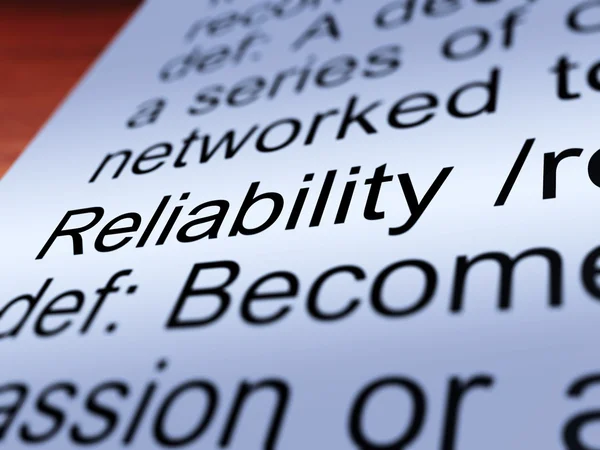Reliability Definition Closeup Showing Dependability — Stock Photo, Image