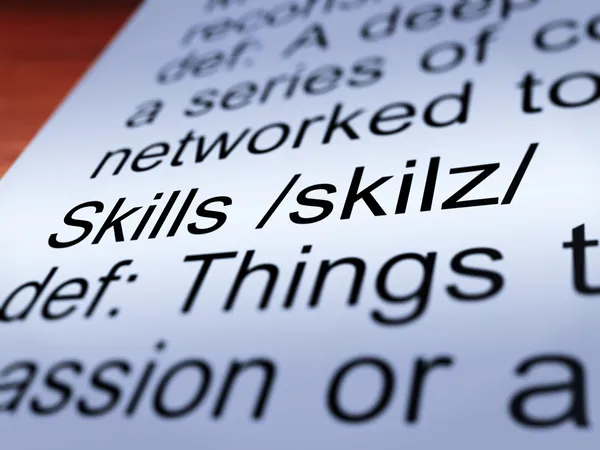 Skills Definition Closeup Showing Aptitude And Competence — Stock Photo, Image