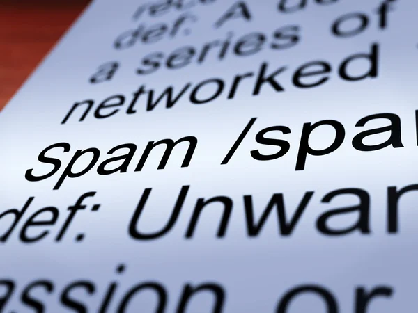 Spam definition närbild visar oönskad e-post — Stockfoto