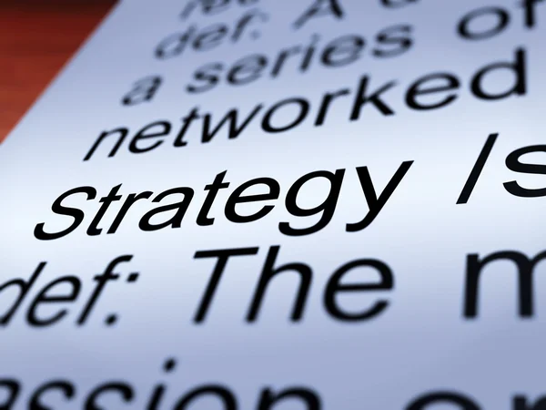 Strategy Definition Closeup Showing Leadership — Stock Photo, Image