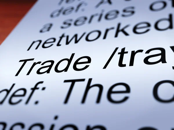 Definizione commerciale Primo piano Mostrando importazione ed esportazione — Foto Stock