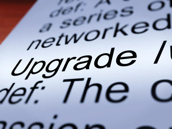 Upgrade definitie close-up met software-update — Stockfoto